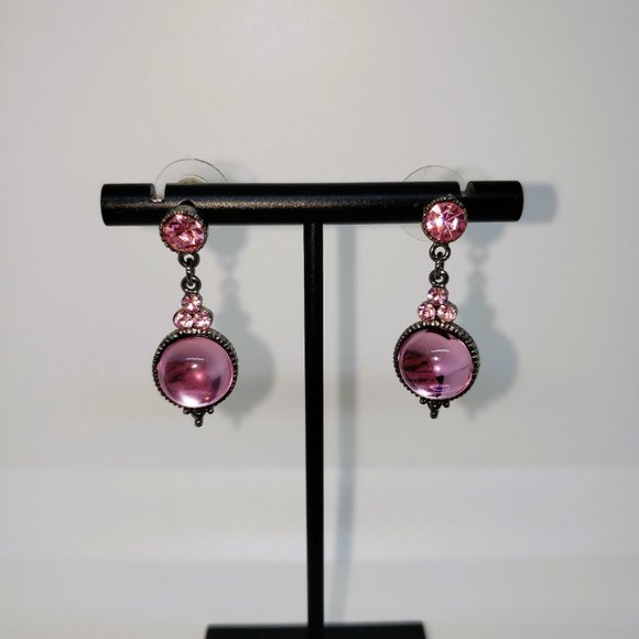 Pink Dangle Drop Earrings - Picture 4 of 9